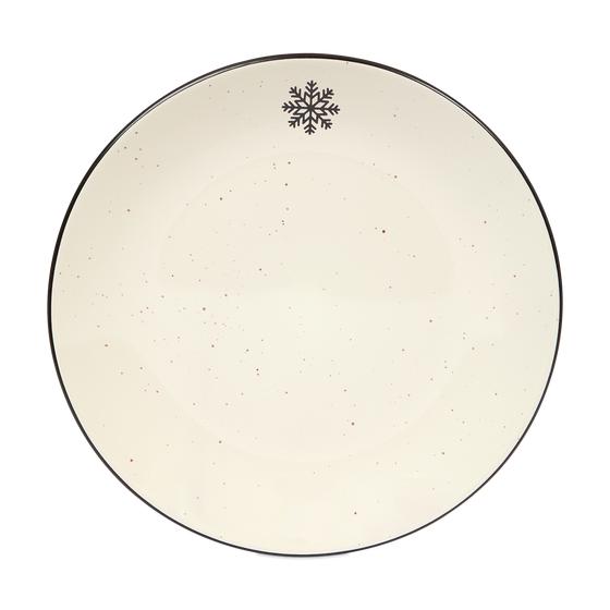 Speckled dinner set - Black with snowflake plate front