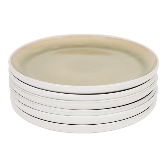 Dinner set - green / white - plates stacked