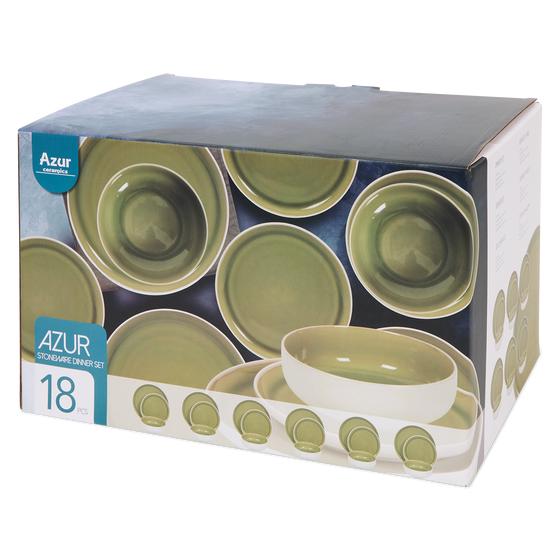 Dinner set - green / white - in packaging