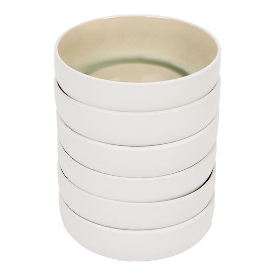Dinner set - green / white - bowls stacked