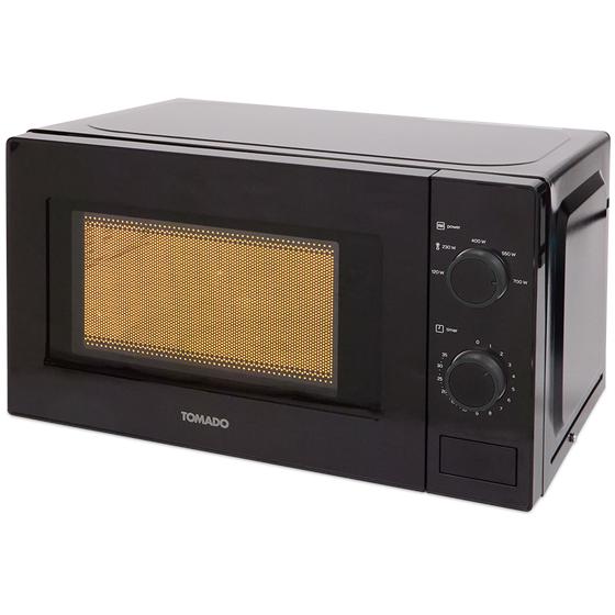 Tomado microwave oven door closed and switched on