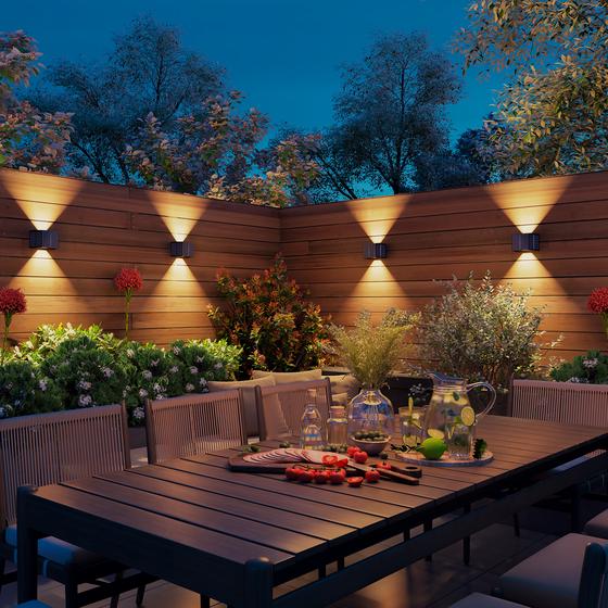 Solar Up & Down wall lights - 2 pieces - 50 lumens | 3000 Kelvin mood picture