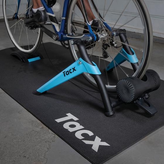 Garmin Tacx Boost cycle trainer bottom close-up in use