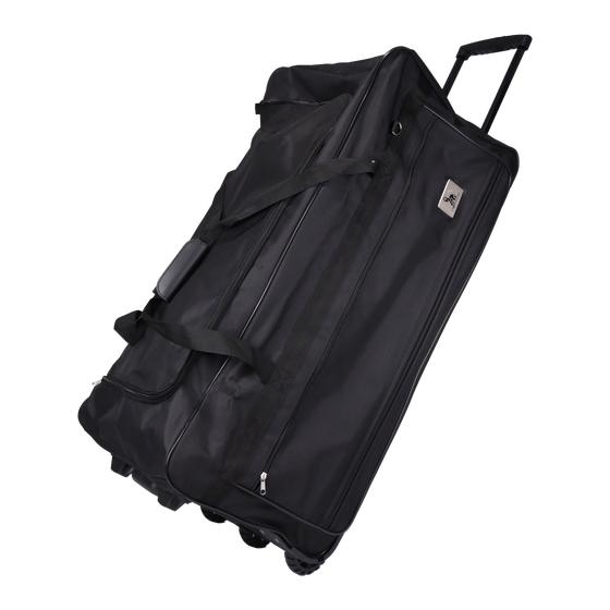 XXL black holdall on wheels - viewed at an angle