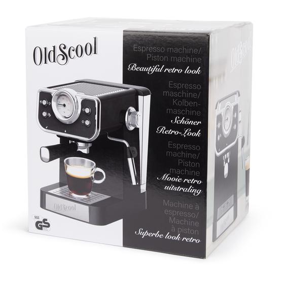 Espresso machine with retro look packaging