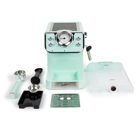 Espressomachine met retrolook alle onderdelen