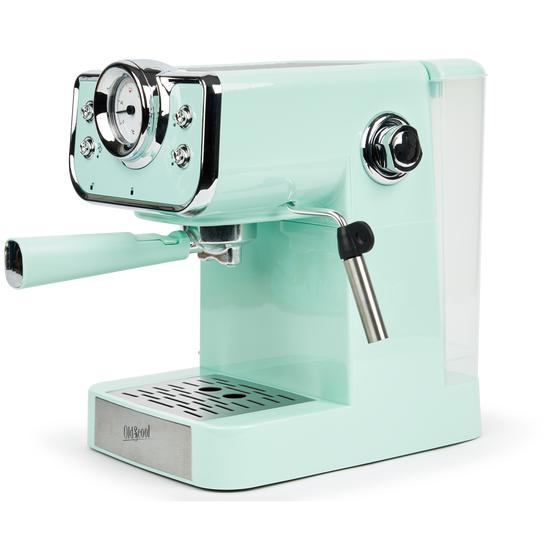 Espresso machine with retro look angle view