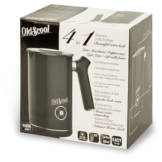 Milk frother retro look - black - 240 ml