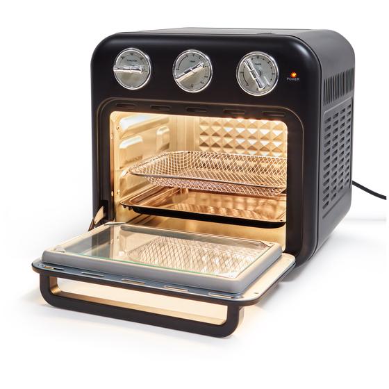 Compact oven with retro look - black
