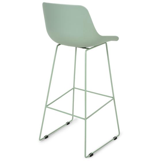 Side view of the light green bar stool