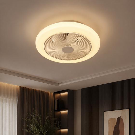 QAZQA plafondventilator met ledlamp sfeerimpressie woonkamer