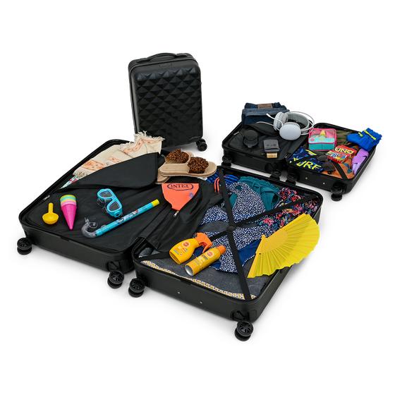 The Spilbergen suitcase set filled for vacation