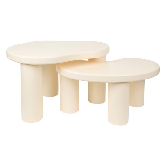 Organische salontafelset - crème-wit