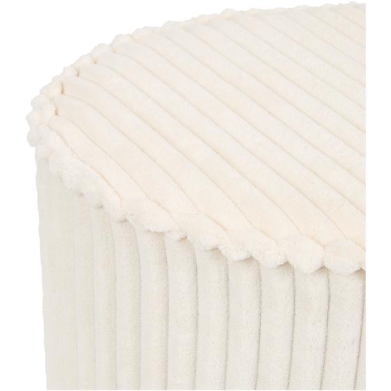 Cream white ribbed pouffe - close-up of fabric