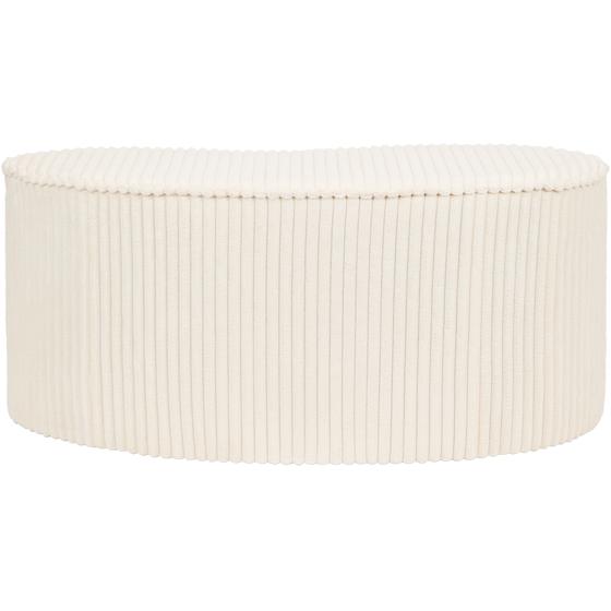 Cream white ribbed pouffe - back view