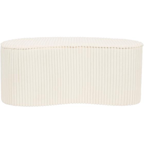 Cream white ribbed pouffe - front view