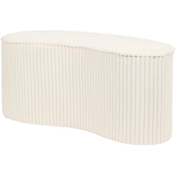 Cream white ribbed pouffe - side view right