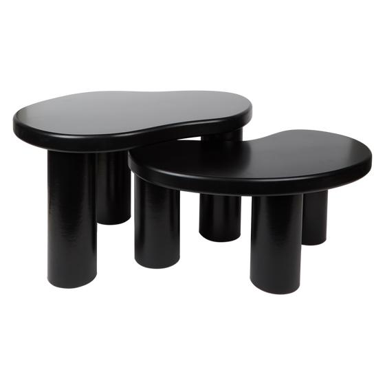 Organic-shaped black coffee table set
