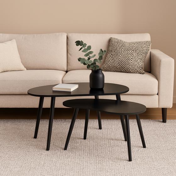 Organic shape side table set in living room - lifestyle image