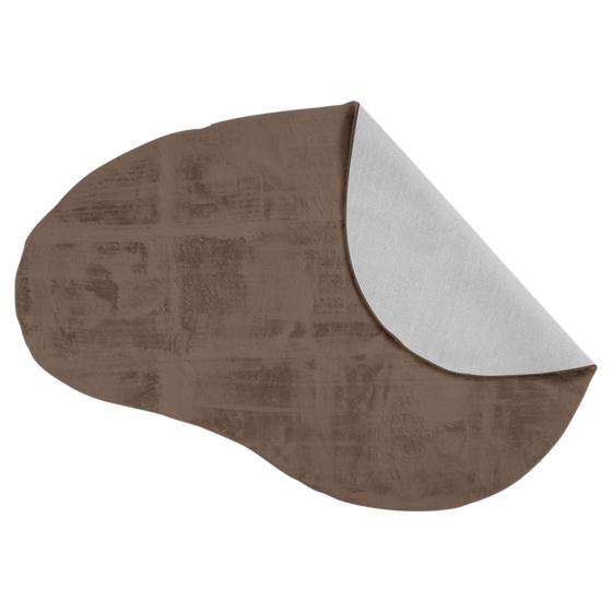 Organic shape faux fur rug - dark brown - flipped corner