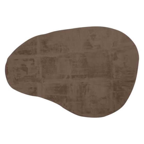 Organic shape faux fur rug - dark brown