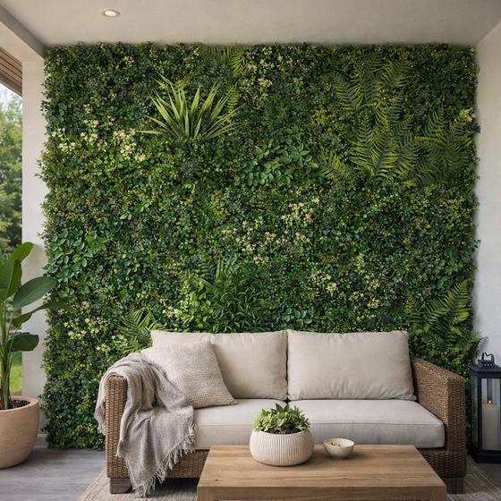 Luxe kunsthagen met bloemen 4 stuks | 1 m² groene wand