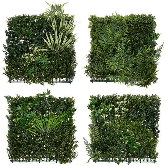 Artificial hedge with flowers - 4 panels