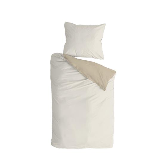 Bedspread and duvet cover set on single bed - top view