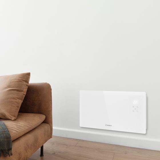 Sinji glass smart panel heater – White on the wall