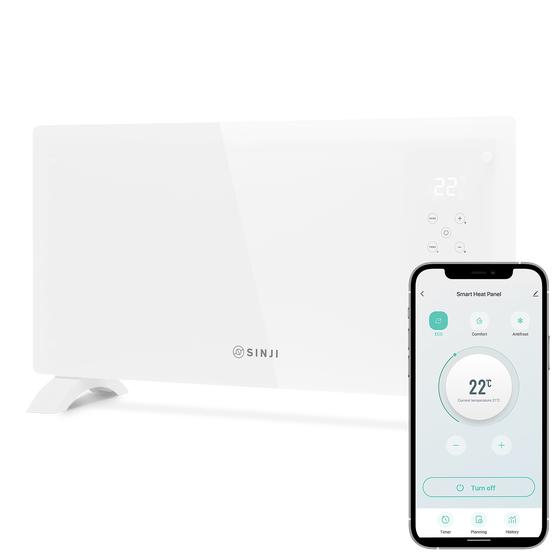 Sinji smart glass verwarmingspaneel - wit app
