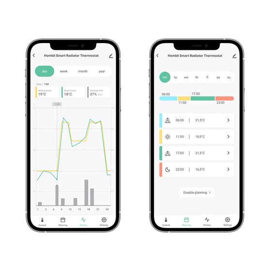 Hombli smart radiator thermostat add-on - app