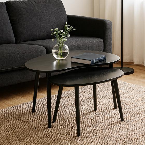 Bijzettafelset met organische vorm inspiratie in de woonkamer