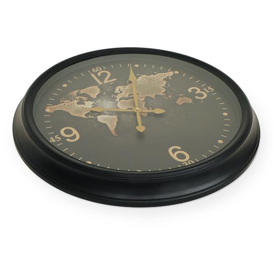Wall clock with world map 3 flat view
