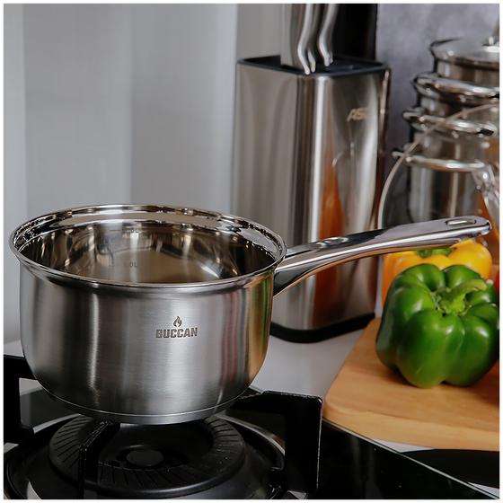 Cooking pot from Buccan on gas stove with aluminum core