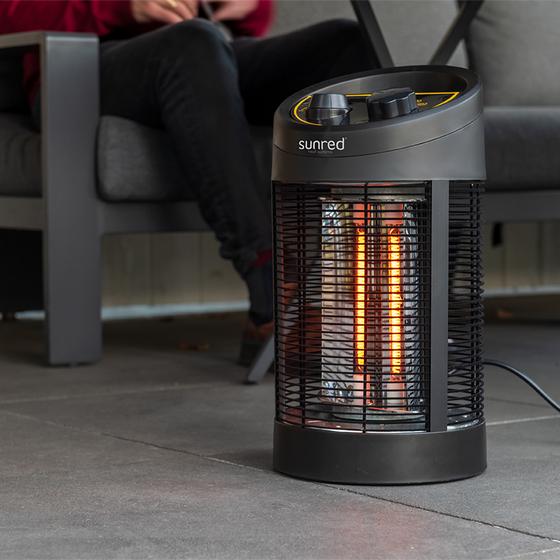 Sunred Geo patio heater outside on the floor