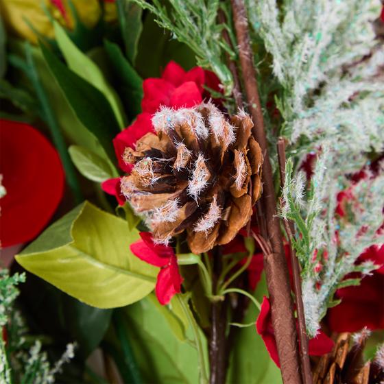 Kunstboeket kerst close up dennenappel klein