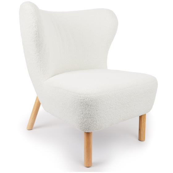 Fauteuil en teddy blanc vue de profil