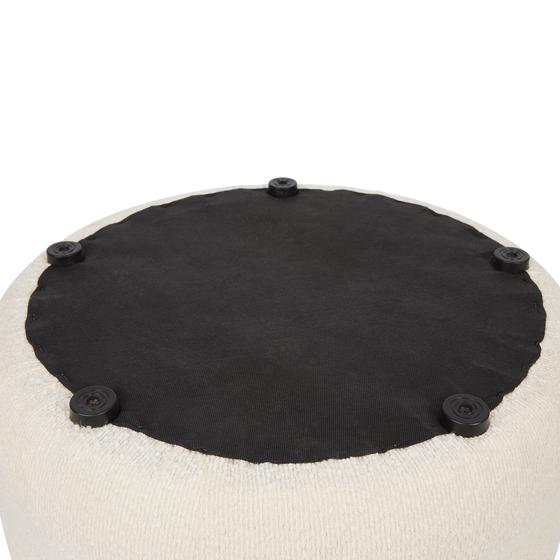 Détails des pieds du pouf de rangement en teddy blanc