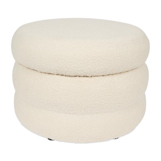 Pouf de rangement en teddy blanc