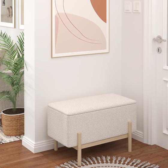 Bouclé storage bench - Cream white in house