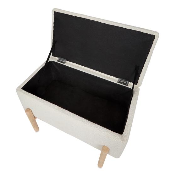 Banc de rangement teddy crème ouvert vu du dessus