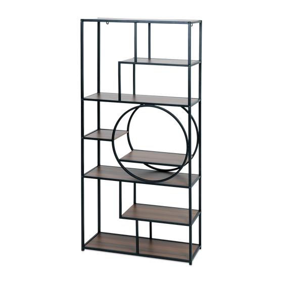 Wall shelving unit with circle