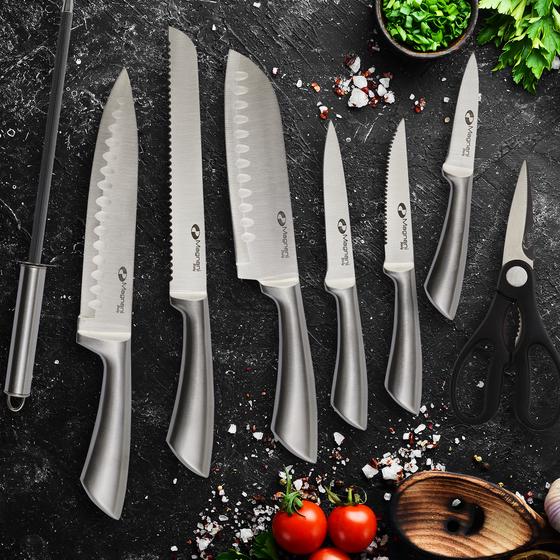 Magnani stainless steel knife set mood photo in kitchen