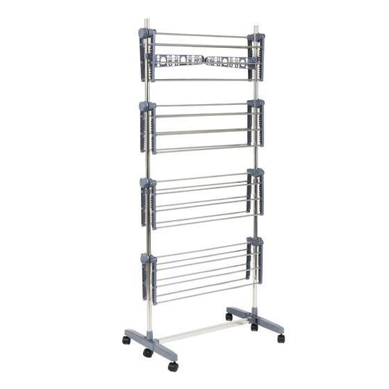 4-tier clothes airer on wheels - folded