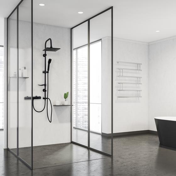 Premium rainfall shower - black - in the bathroom
