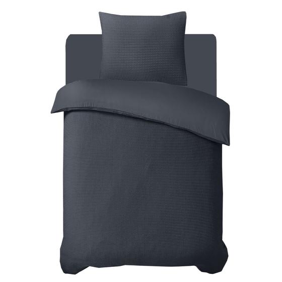 Waffle duvet cover - anthracite bed