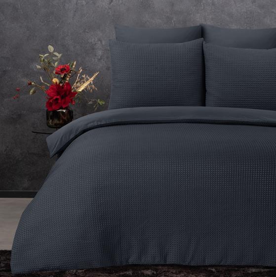 Waffle duvet cover - anthracite bedroom