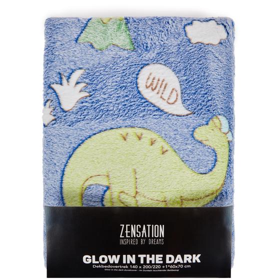 Glow in the dark dekbedovertrek - Dino's verpakking voorkant