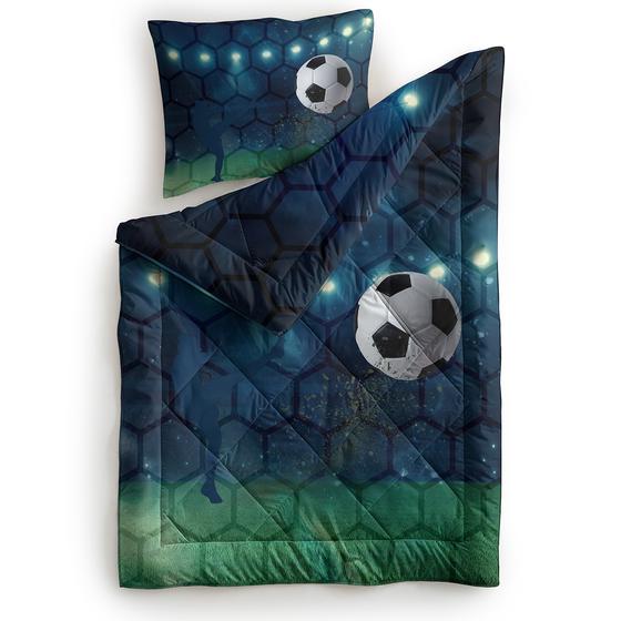 Couette sans housse pour enfants - imprimé football bleu