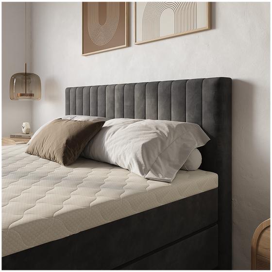 Boxspring Velvet - Anthracite mood picture right side of bed